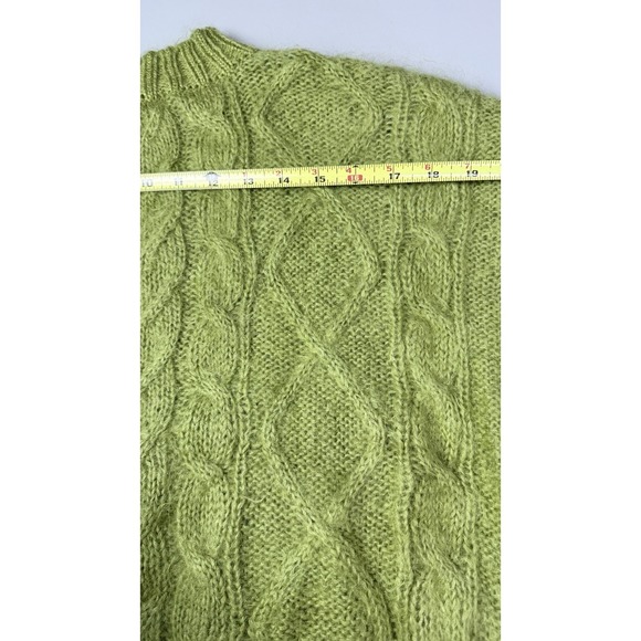 Vintage 1980s Limited Express Green Mohair Cable Knit Sweater Medium 3h - Picture 5 of 7